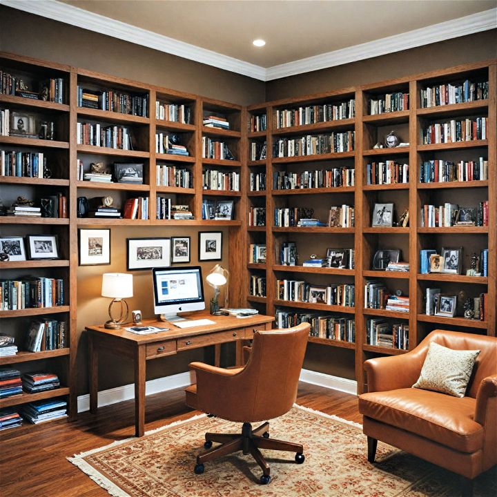 cozy library home office for him