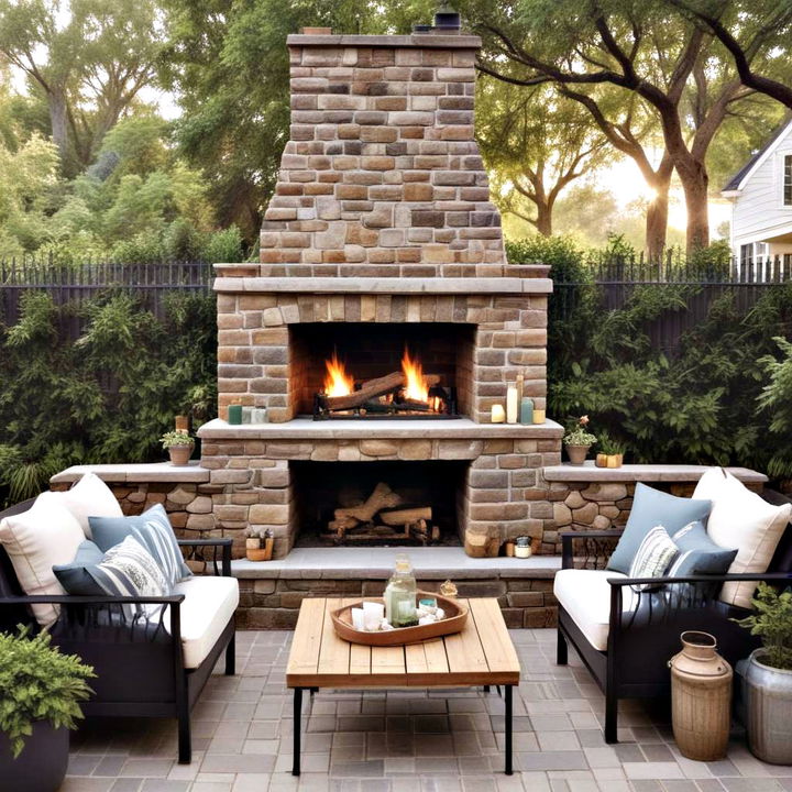 cozy outdoor fireplace