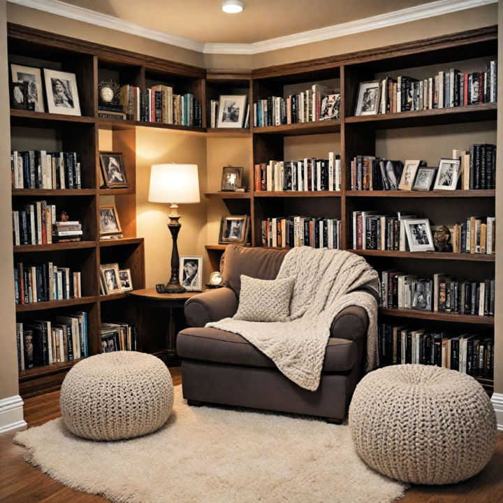 cozy reading nook for a media room