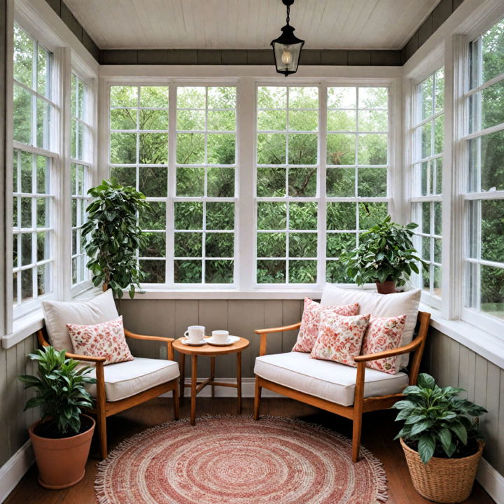 cozy reading nook for enclosed porch