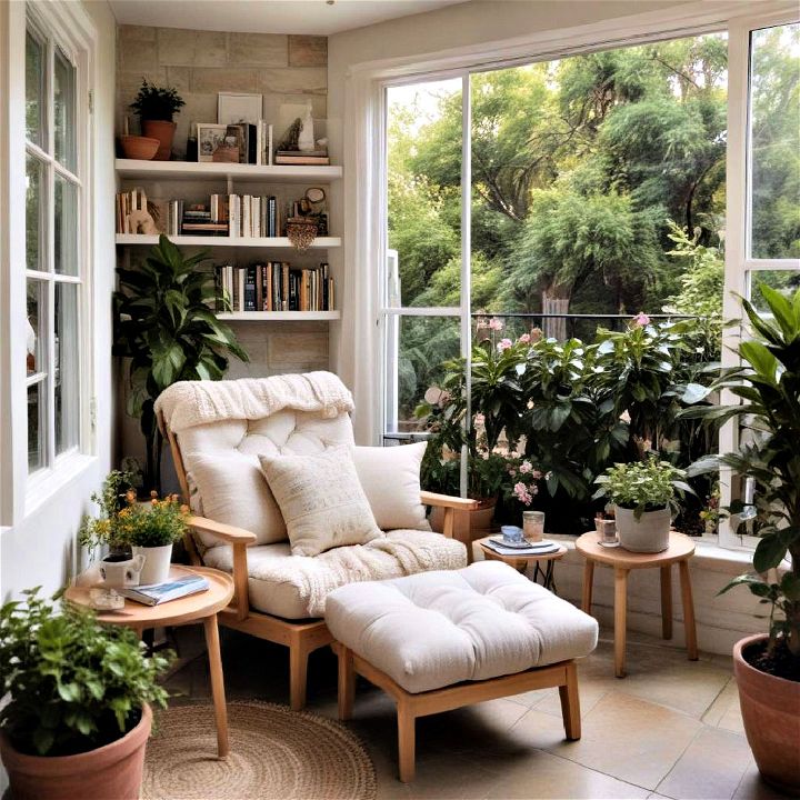 cozy reading nook for garden room