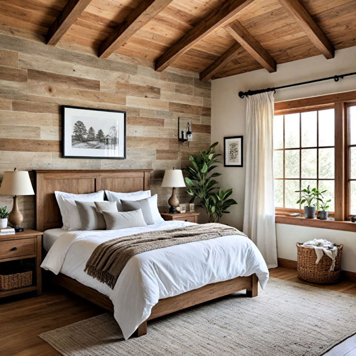 cozy rustic wood elements cottage bedroom