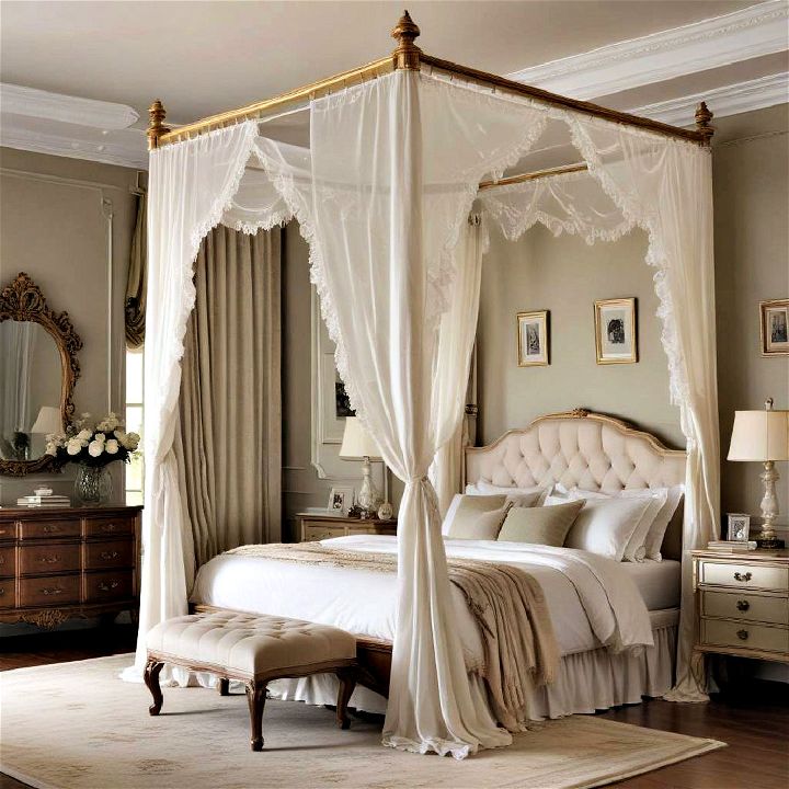 cozy yet opulent canopy bed