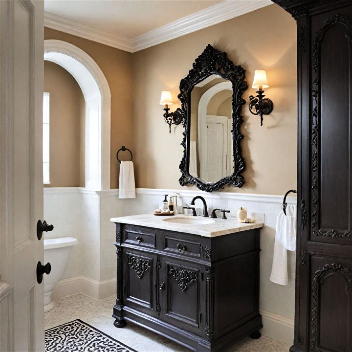 create a gothic feel with ornate fixtures