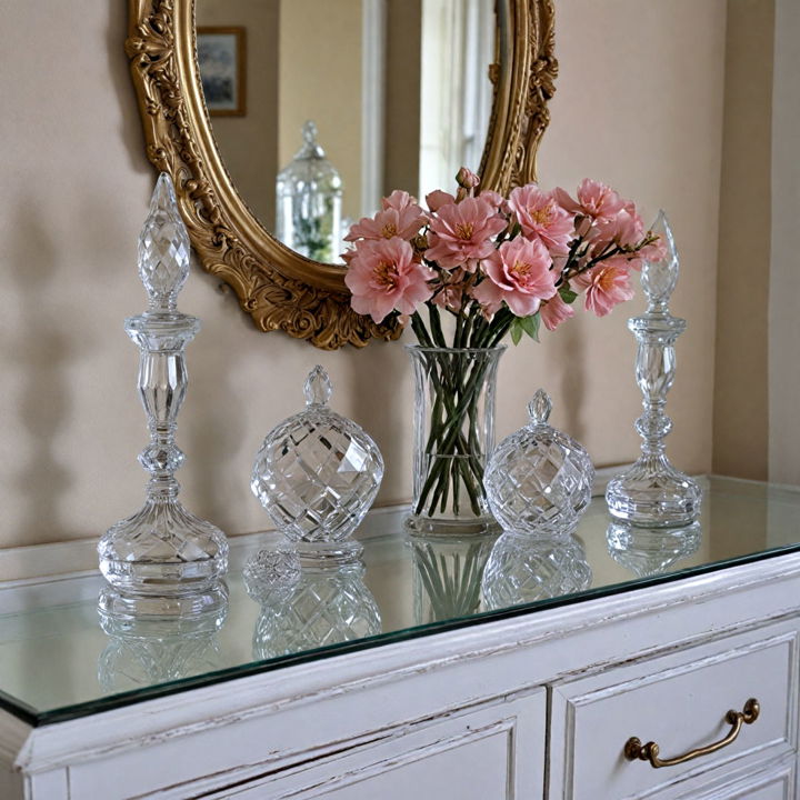 crystal or glass accessories for dresser