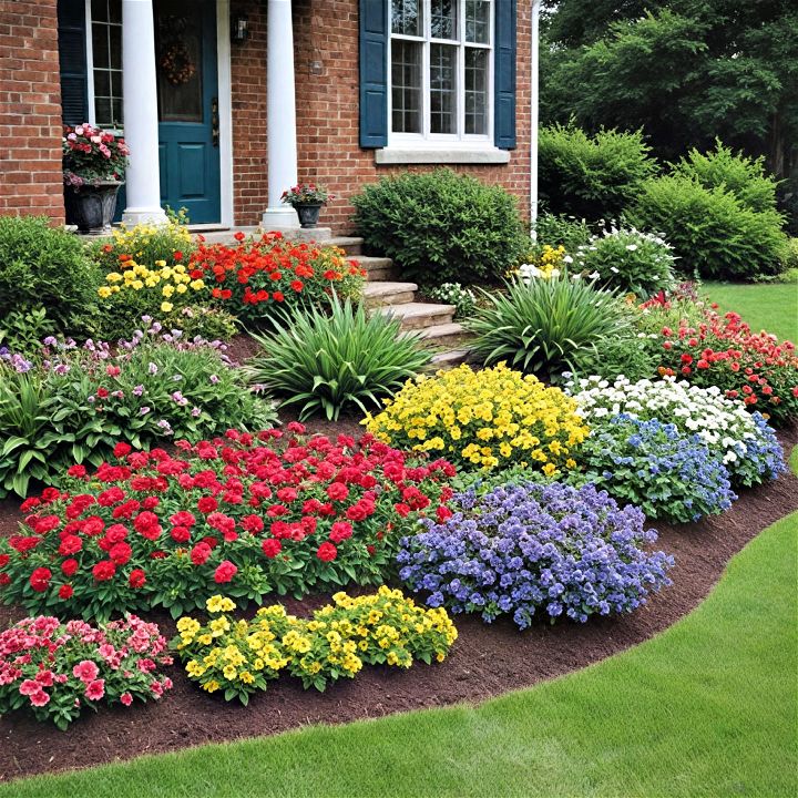 curb appeal colorful flower beds