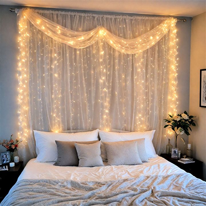 curtains and fairy lights for a dreamy backdrop