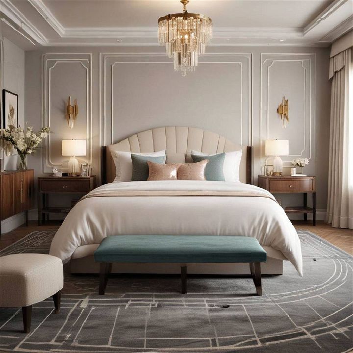 curved lines and shapes art deco bedroom