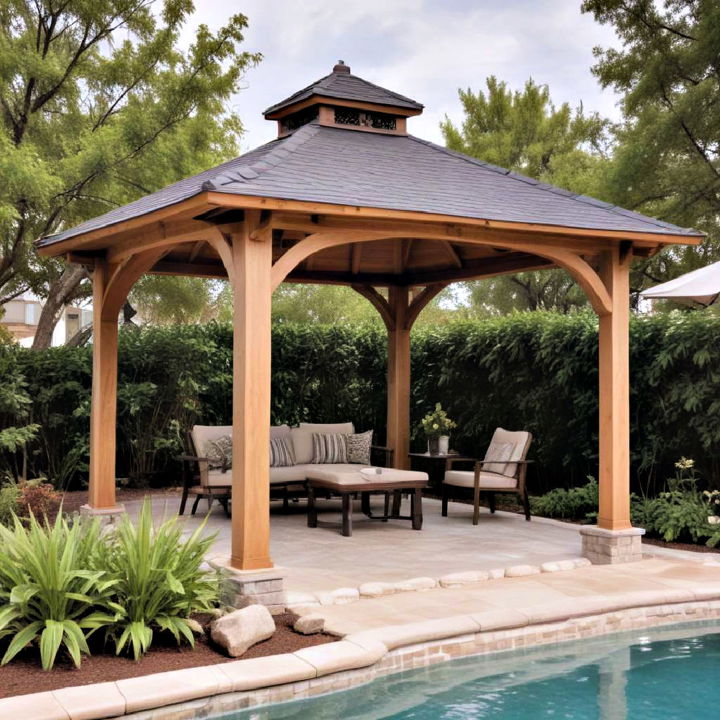 curved roof pool gazebo design