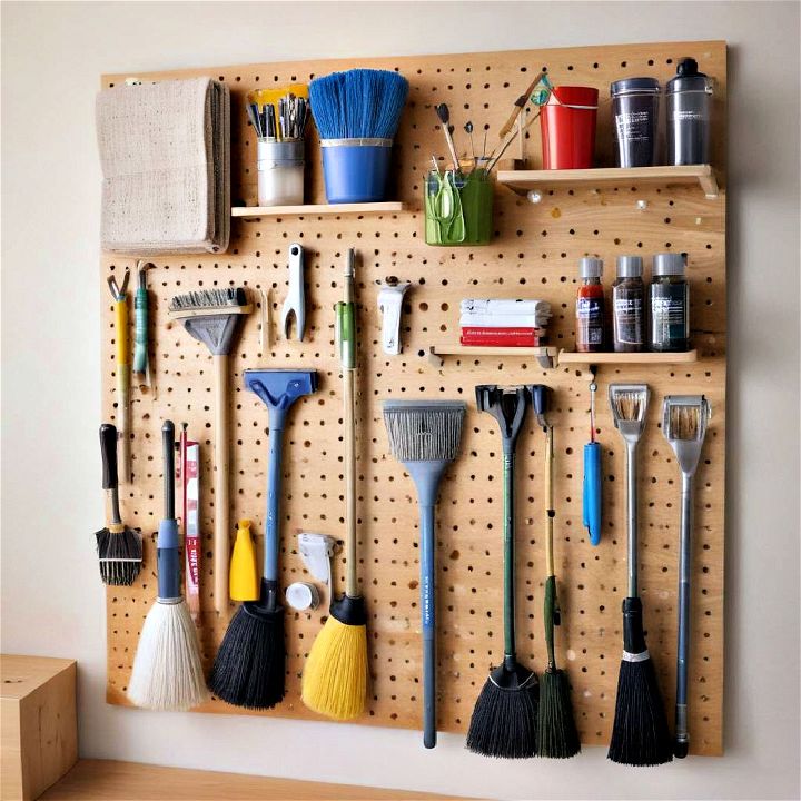 customizable pegboard to hang cleaning tools