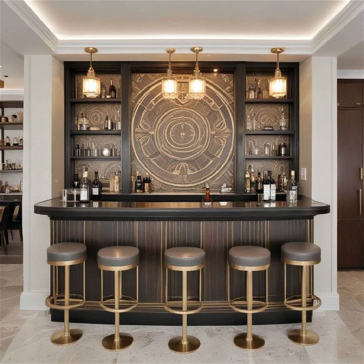 customized bar area for art deco kitchen