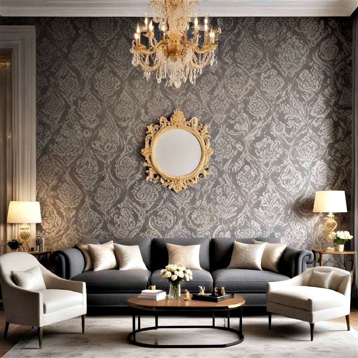 damask patterns living room wallpaper