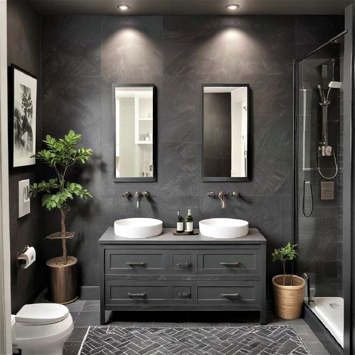 dark color palette for masculine bathroom