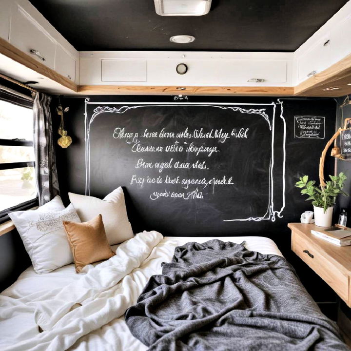 decorate rv walls with chalkboard wallpaper