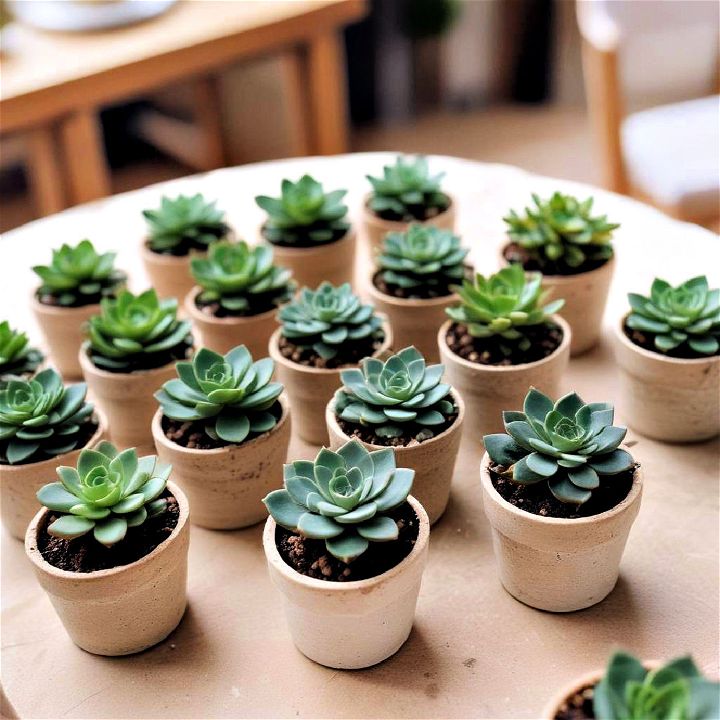 decorate table with small succulent plants