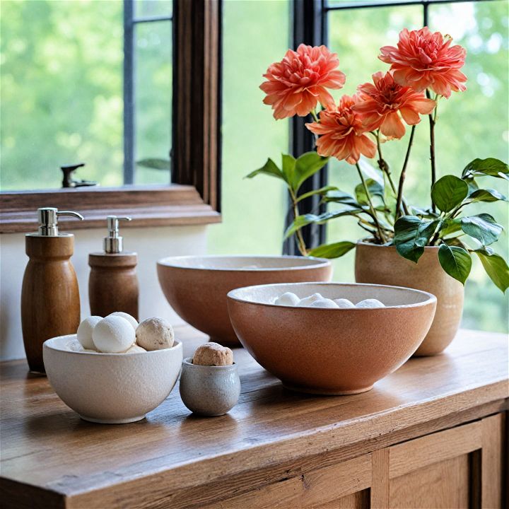 decorative and functional earthenware bowls
