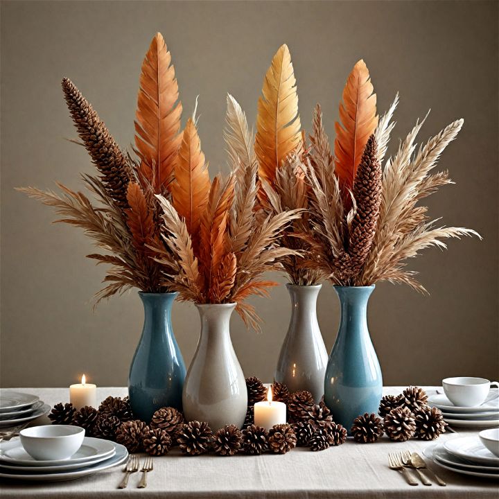 decorative feathers centerpiece