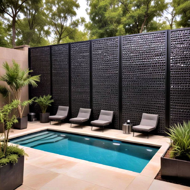 decorative metal panels pool privacy