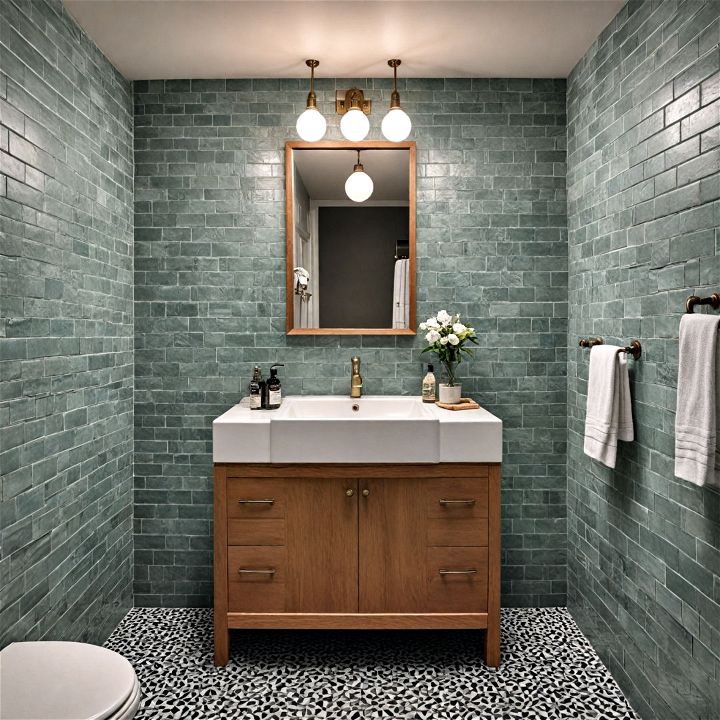 decorative tile pattern restaurant bathroom