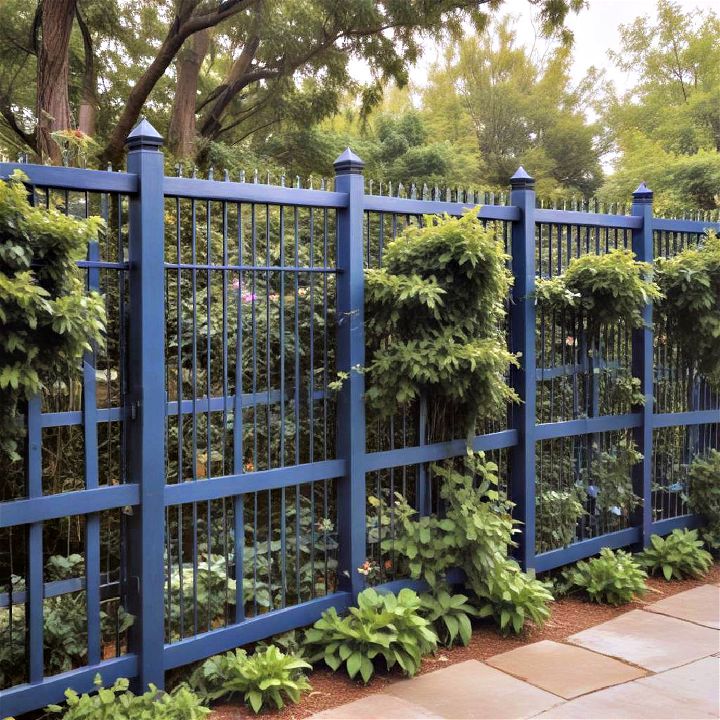deep blue garden fence