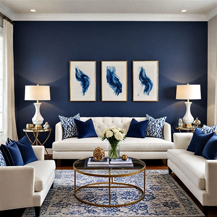 deep navy blue living room