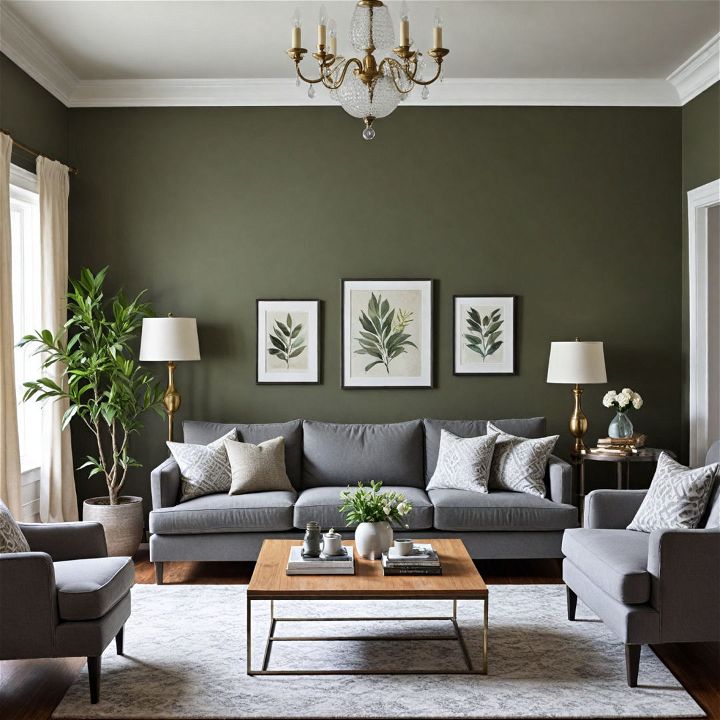 deep olive color living room