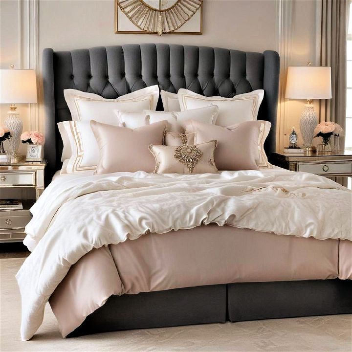 designer bed linens for glam bedroom