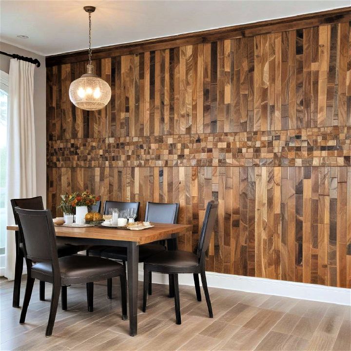 dining room mosaic wood wainscoting