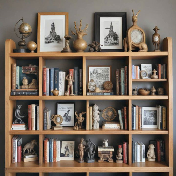 display interesting objects for bookshelf decor