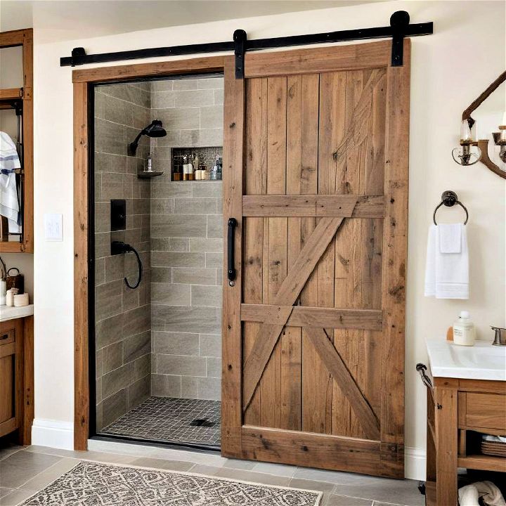 distinctive barn door shower enclosures