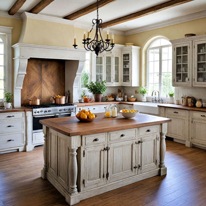distressed furniture for french country kitchen
