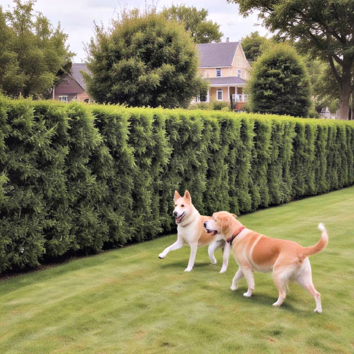 dog hedge fence idea