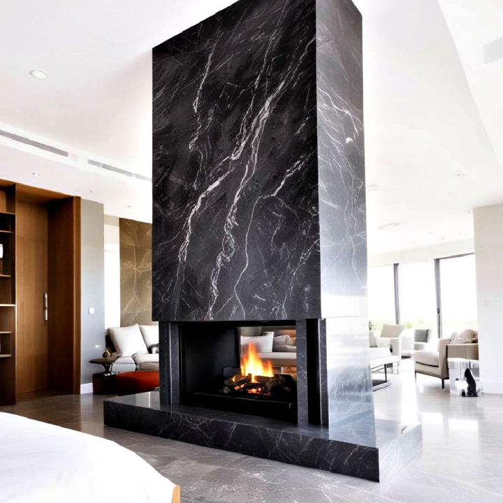 double sided marble fireplace