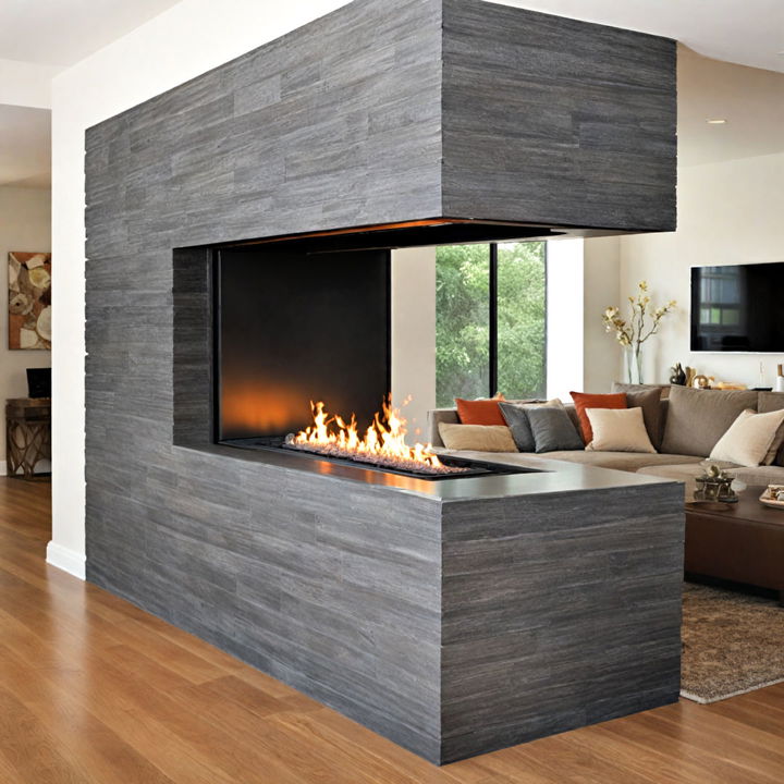 double sided peninsula fireplace