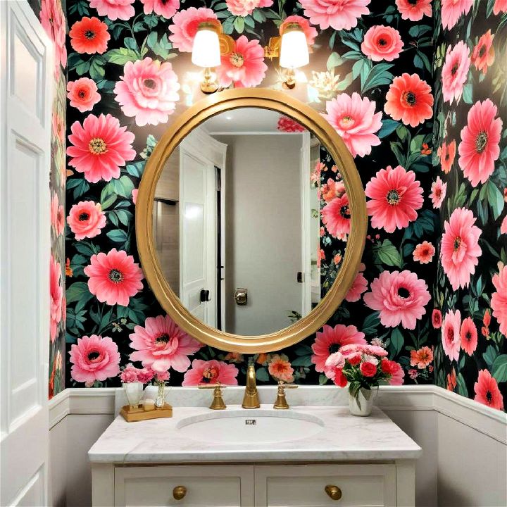 dramatic bold floral wallpaper