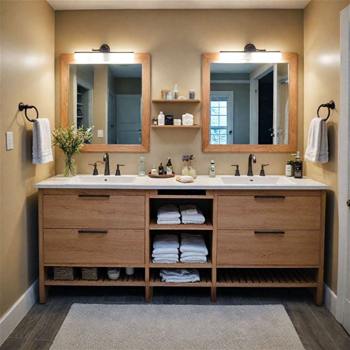 dual sink vanity for family bathroom