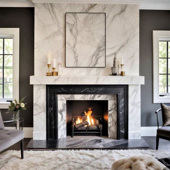 dual tone marble fireplace