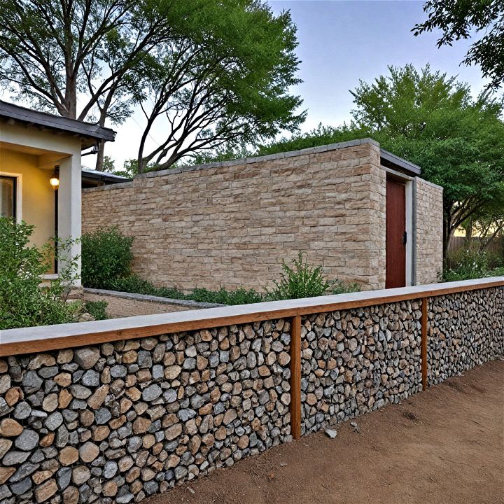 durable gabion and wood wall