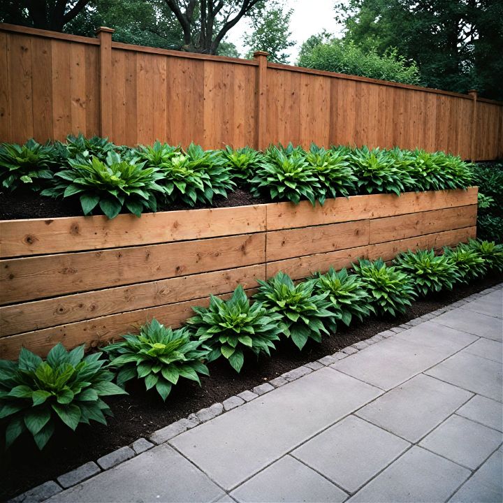durable wooden planks retaining wall