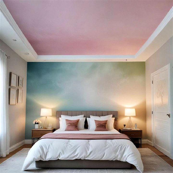 dynamic and gradient bedroom ceiling