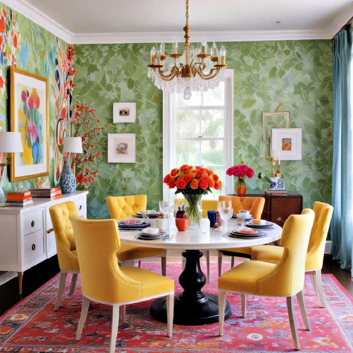 dynamic bold and colorful dining rooms