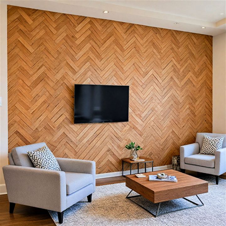 dynamic chevron pattern wood panels