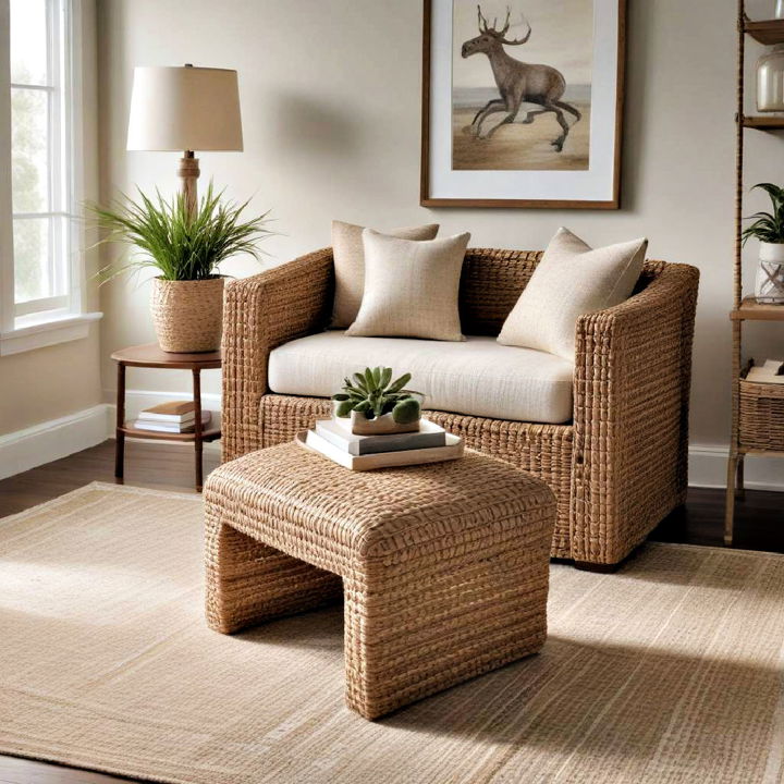 earthy living room seagrass furniture