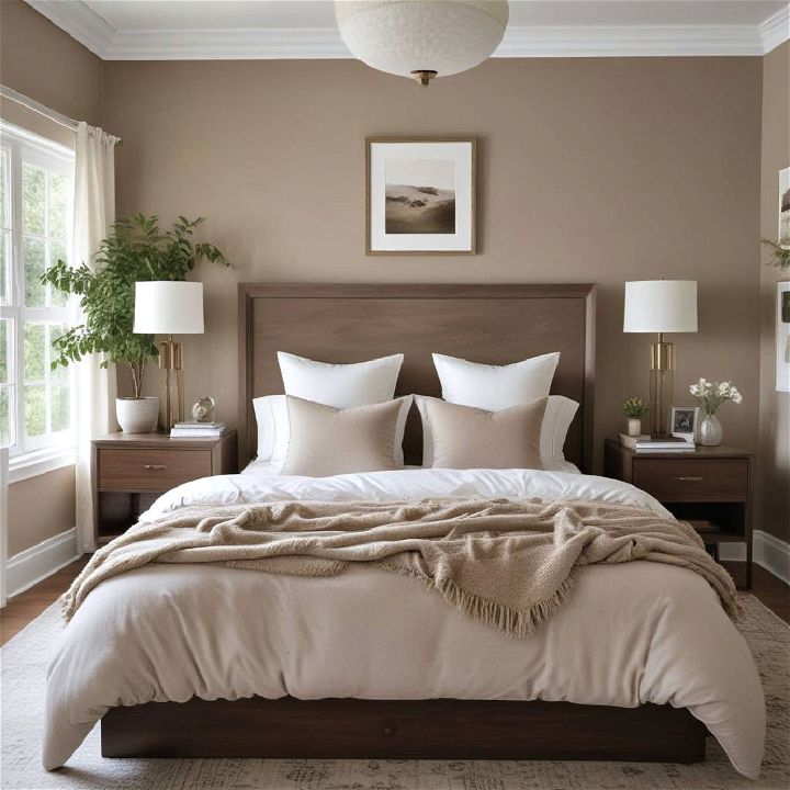 earthy taupe bedroom paint color
