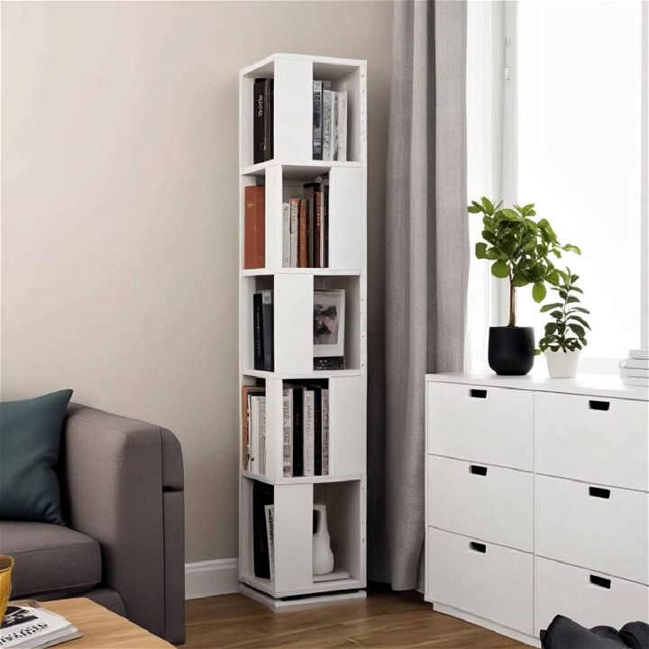 easy rotating corner bookshelf