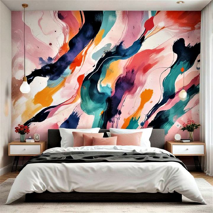 eclectic abstract art bedroom paint