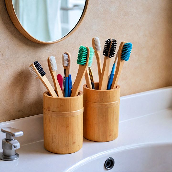 eco friendly bamboo toothbrush holder