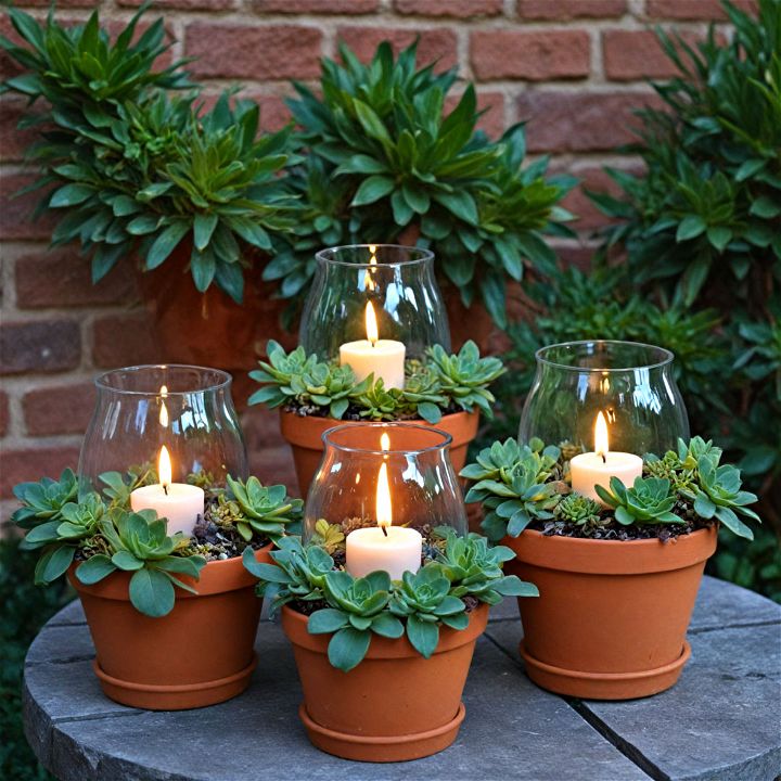 eco friendly candles with potted plants
