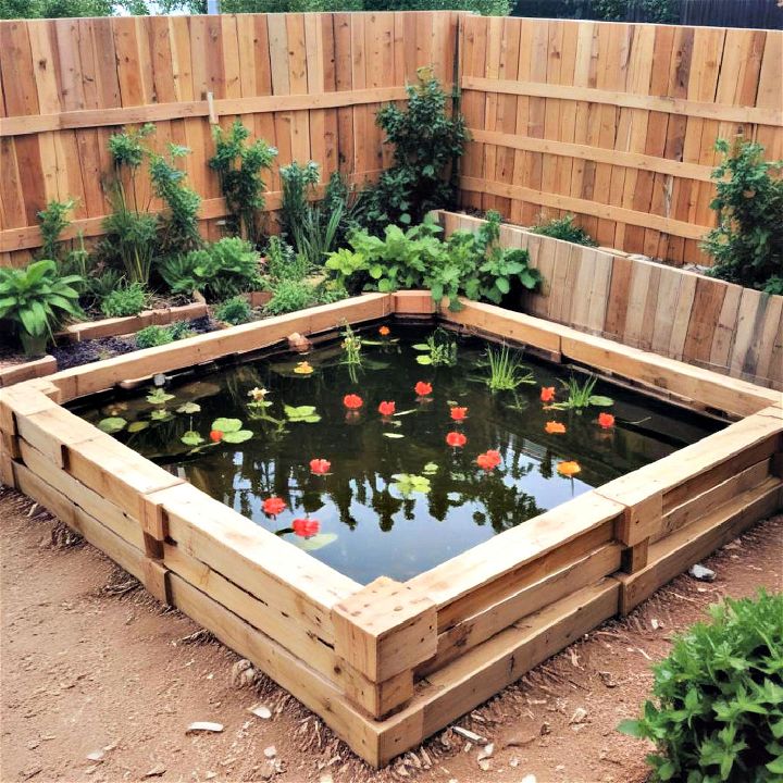 eco friendly recycled pallet pond