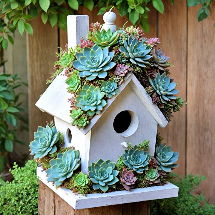 eco friendly succulent birdhouse